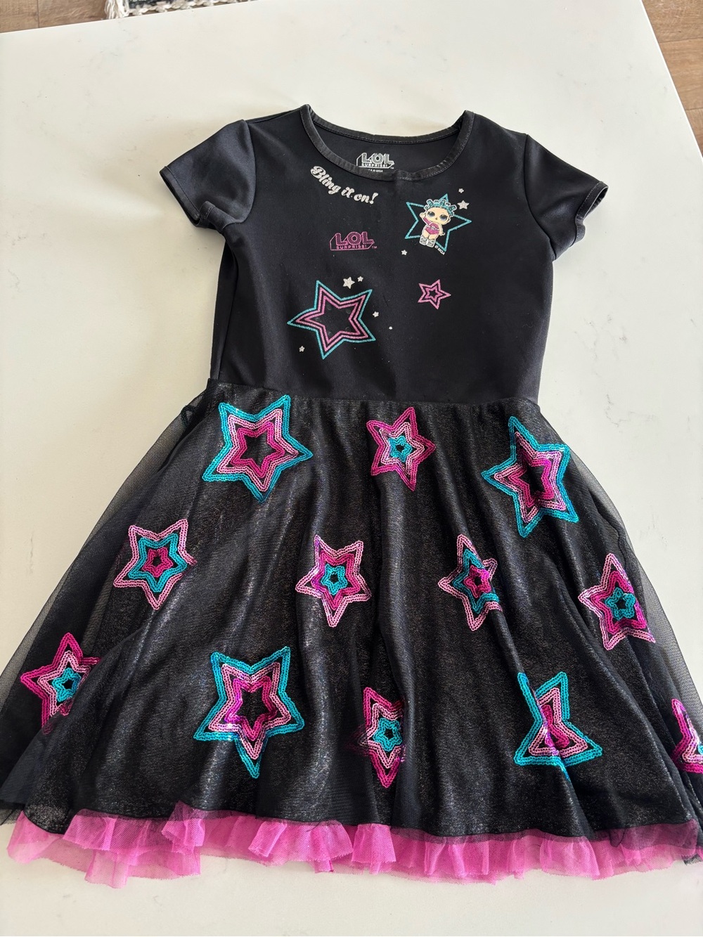 L.O.L. Surprise! Black Dress with Pink & Teal Star Accents